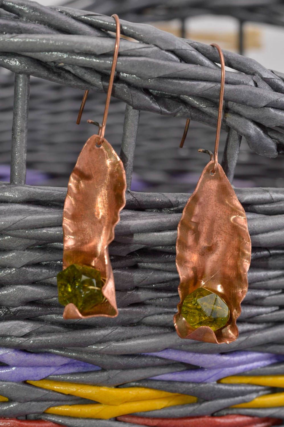 Handmade jewelry unusual gift designer accessories copper earrings gift ideas photo 1