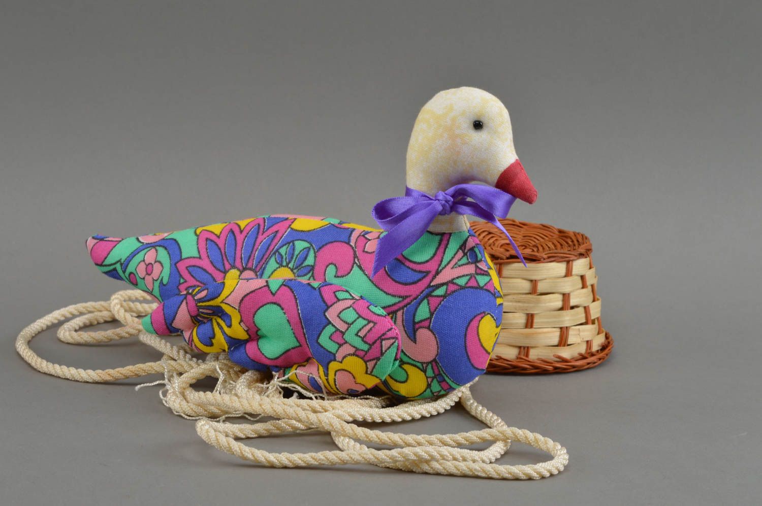 Stofftier Vogel handmade Kuscheltier Taube Spielsache für Kinder schön bunt foto 1