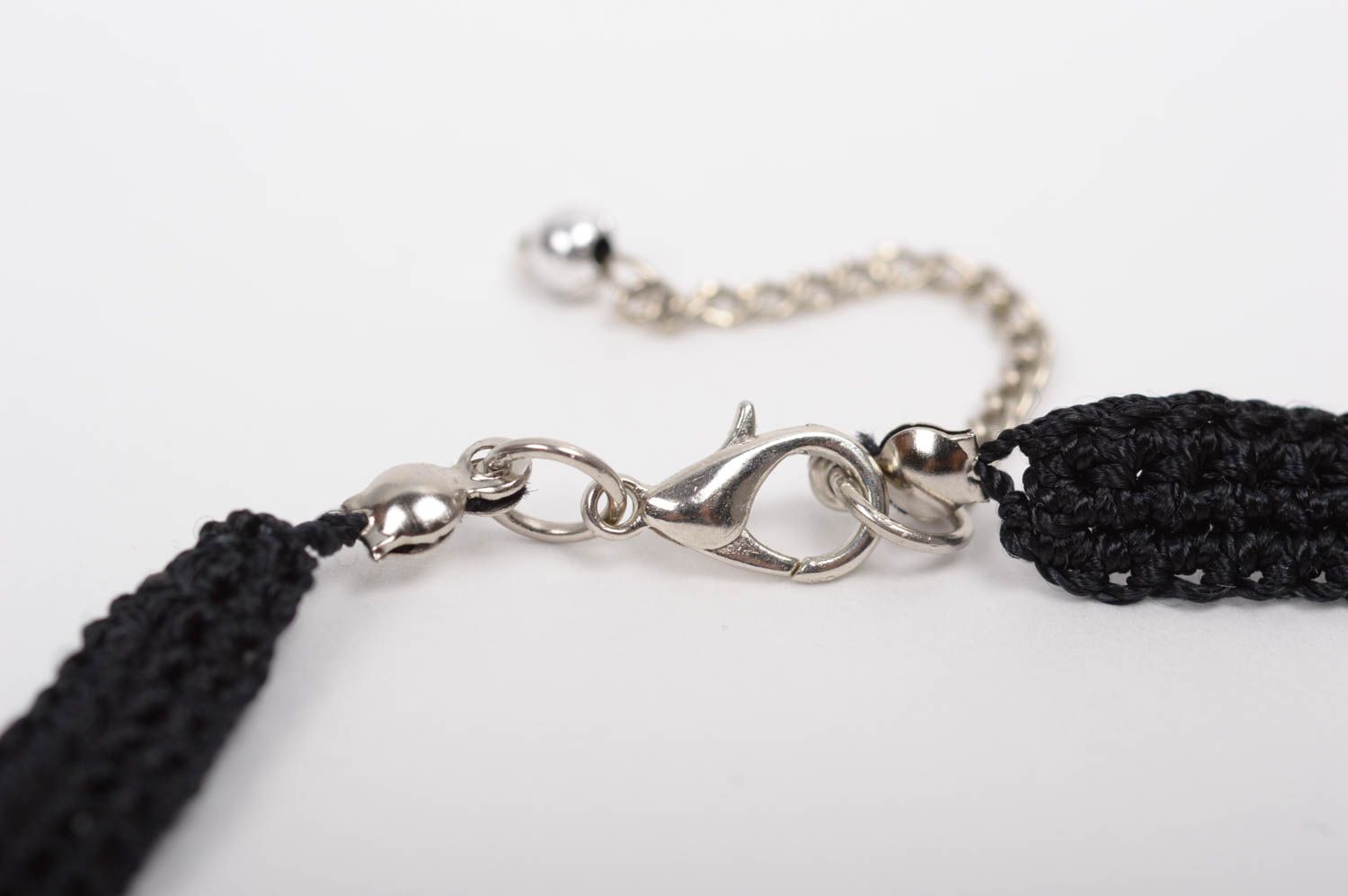 Halskette für Damen Schmuck handgemacht Modeschmuck Halskette schwarz grau  foto 4