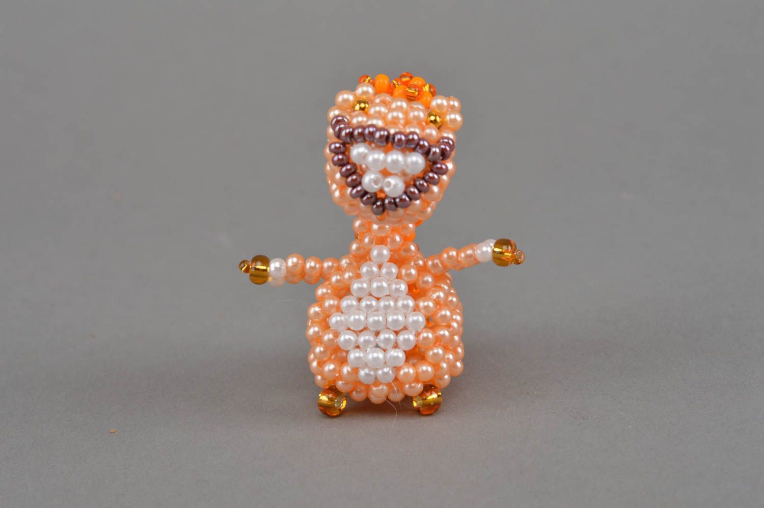 Cheval en perles de rocaille orange figurine décorative faite main originale photo 2