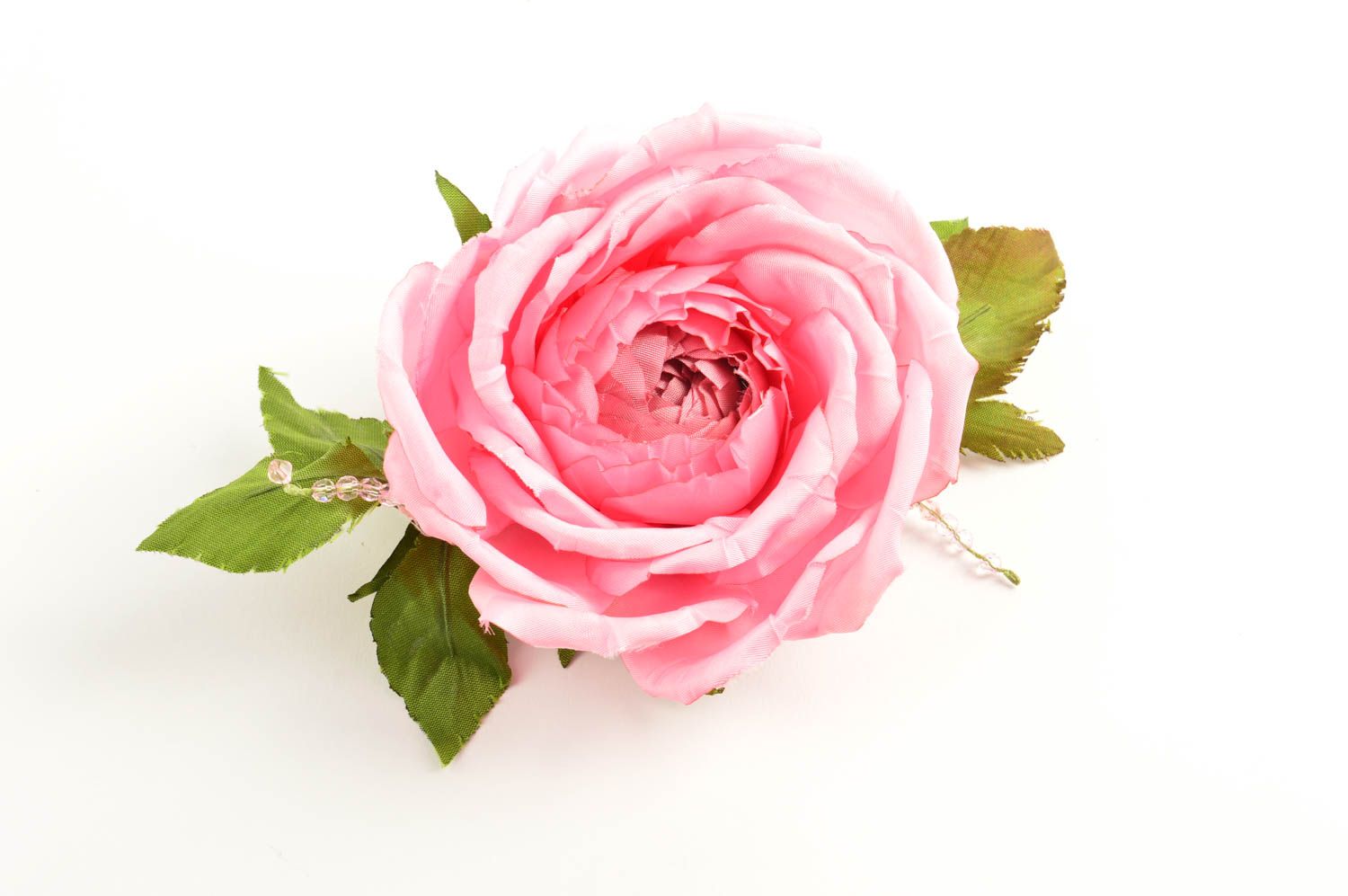 Broche fleur rose Bijou fait main soie satin grande taille Cadeau femme photo 2