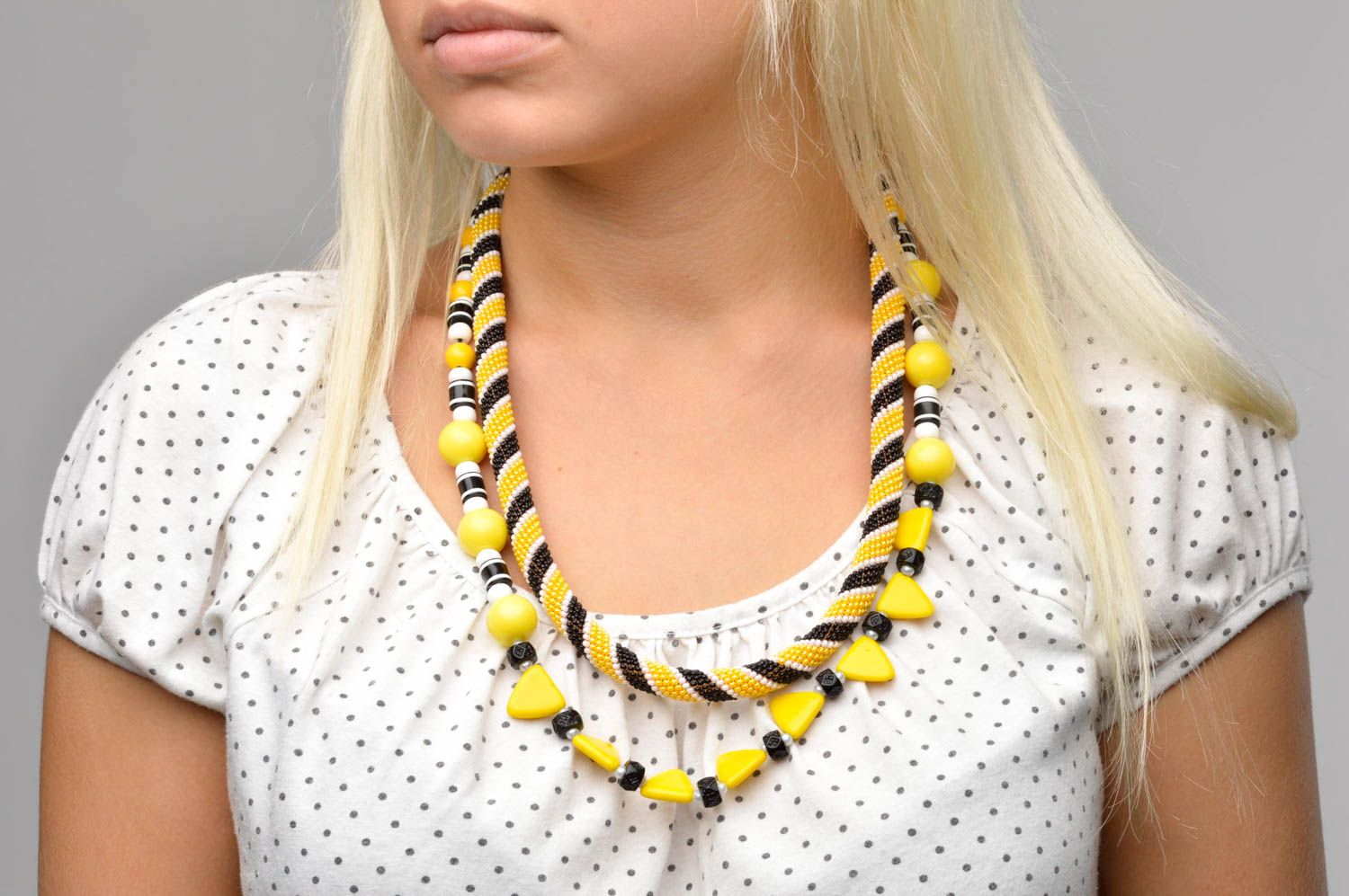 Handmade schöne Damen Halskette Halsschmuck für Damen Schmuck Collier Monofaden foto 3
