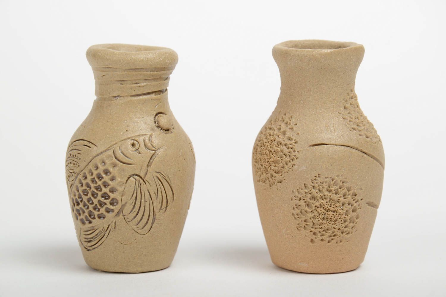 Jarros decorativos de cerámica pequeños artesanals en miniatura set de 2 piezas foto 2