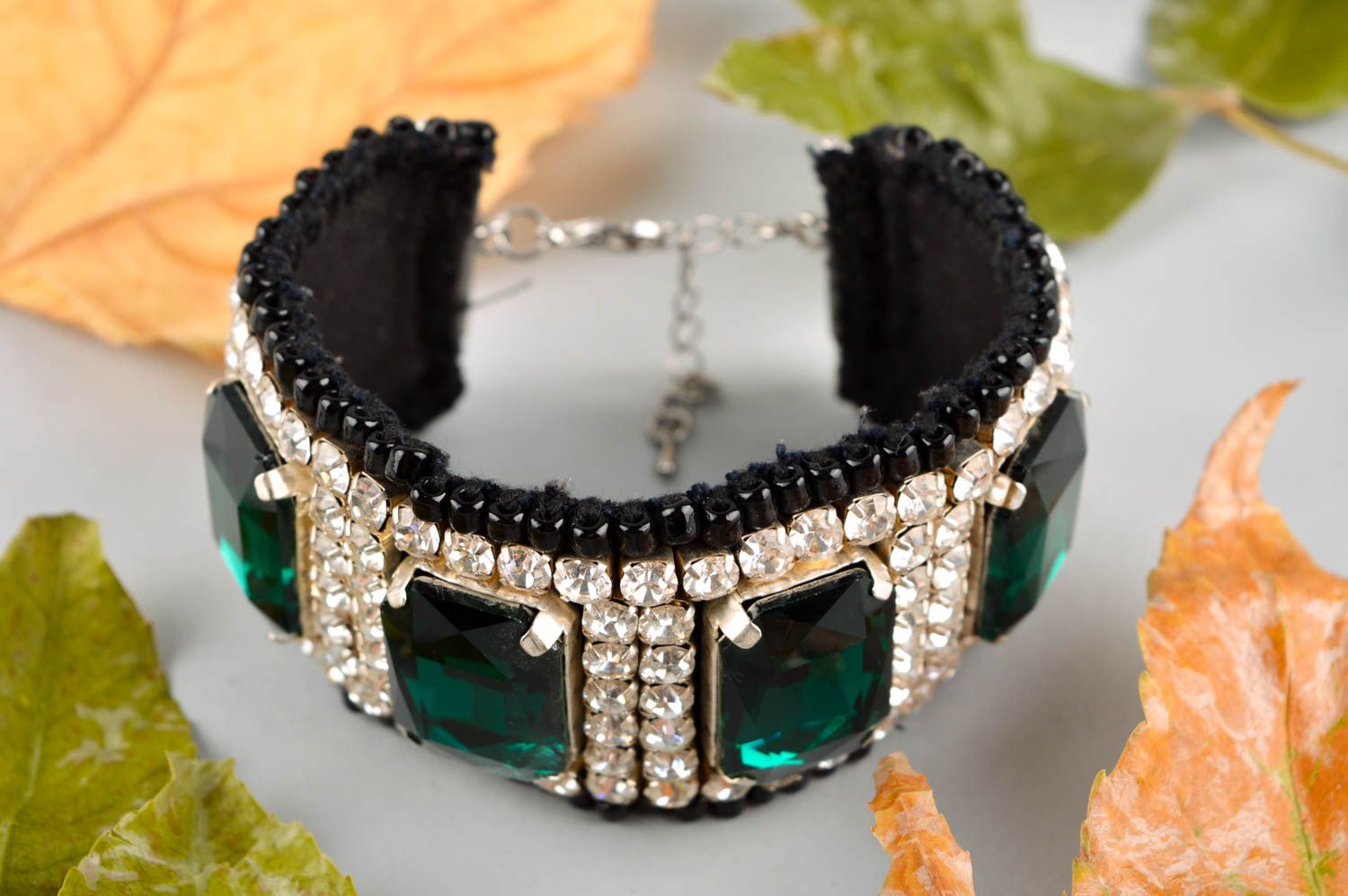 Fashionable wrist bracelet handmade crystal bijouterie accessory for women photo 1