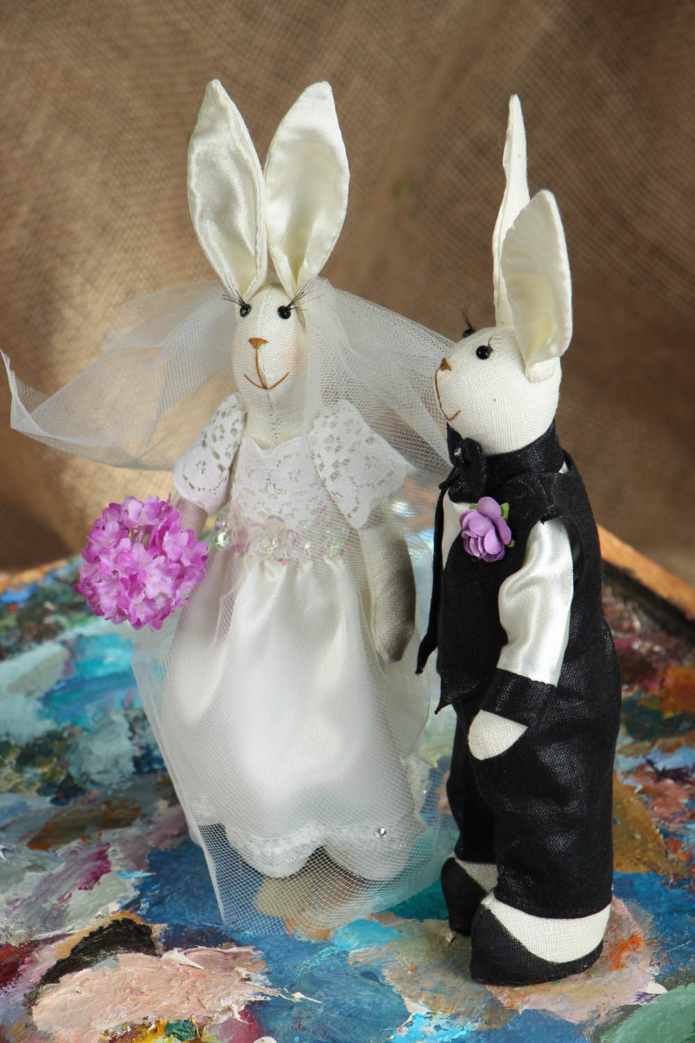 Jouet mou lapins Couple de mariage photo 5