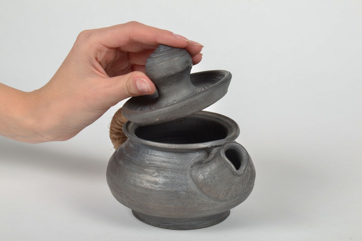 Bule de chá de cerâmica de fumaça preta foto 5