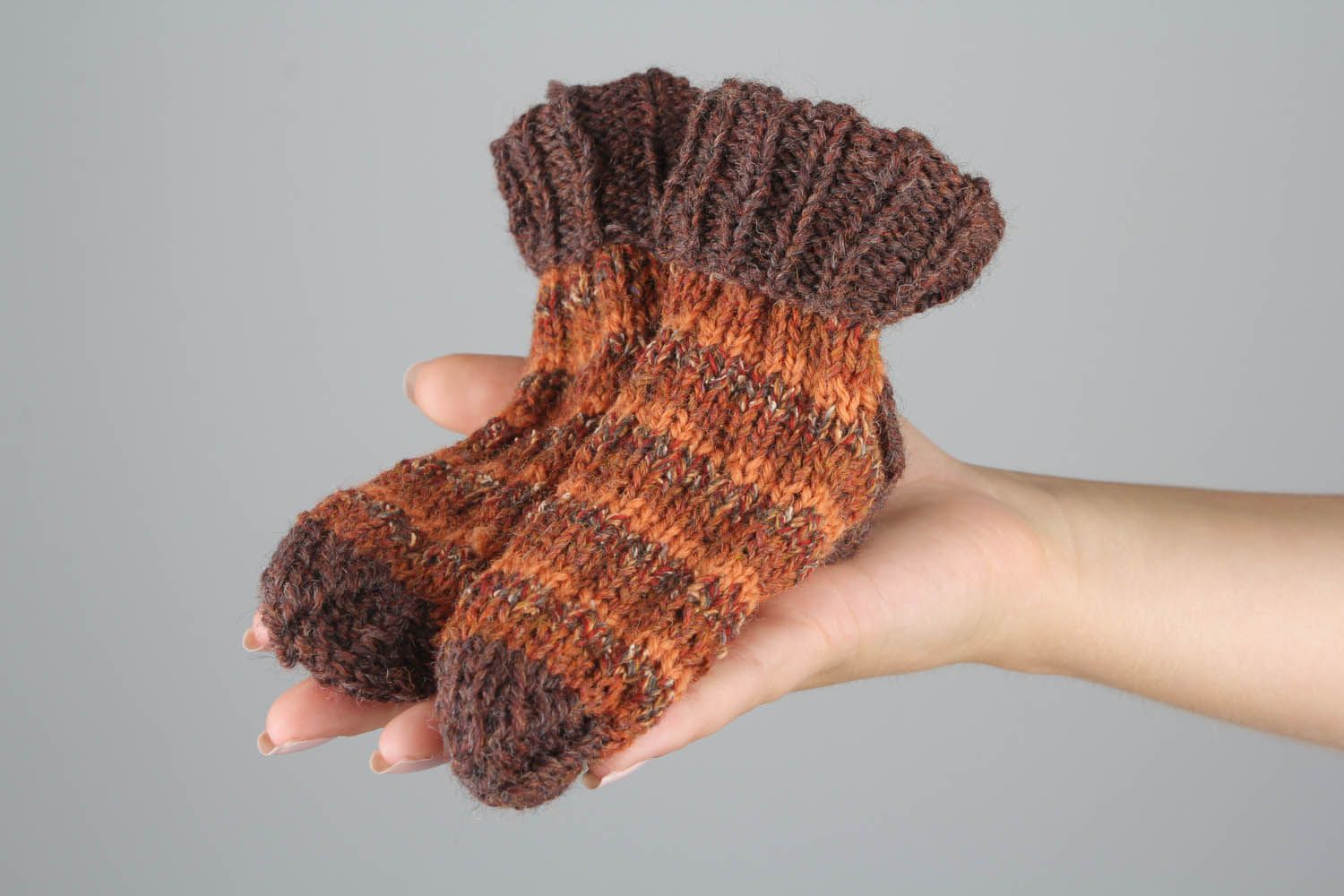 Chaussettes tricotées en laine faites main  photo 4