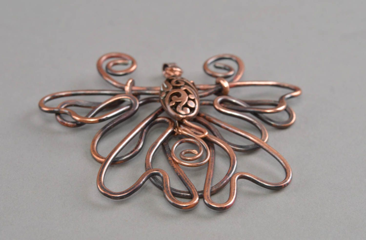 Copper handmade pendant unusual beautiful necklace metal cute accessory photo 3