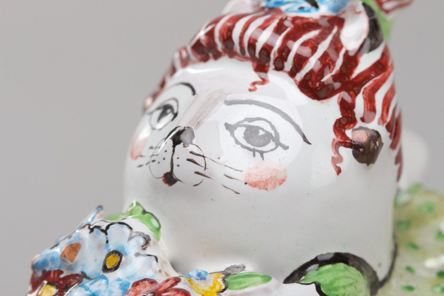 Handmade emaillierte bemalte Statuette aus Keramik Katze aus Odessa für Interieur foto 4