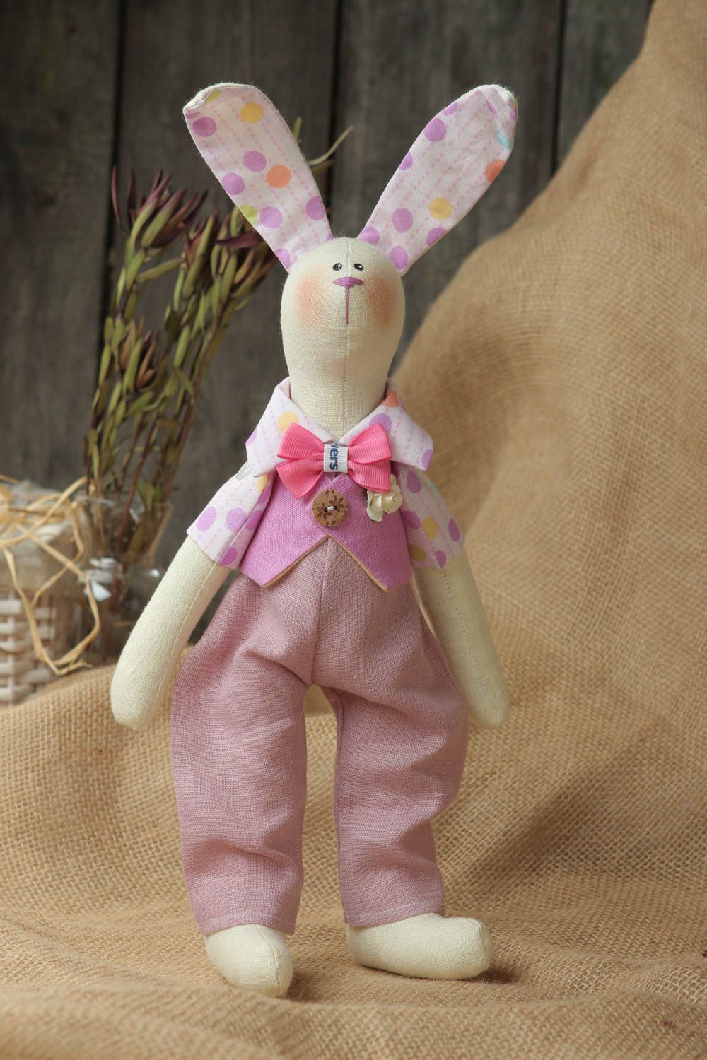 Jouet lapin Peluche faite main en tissus décorative Cadeau pour enfant photo 1