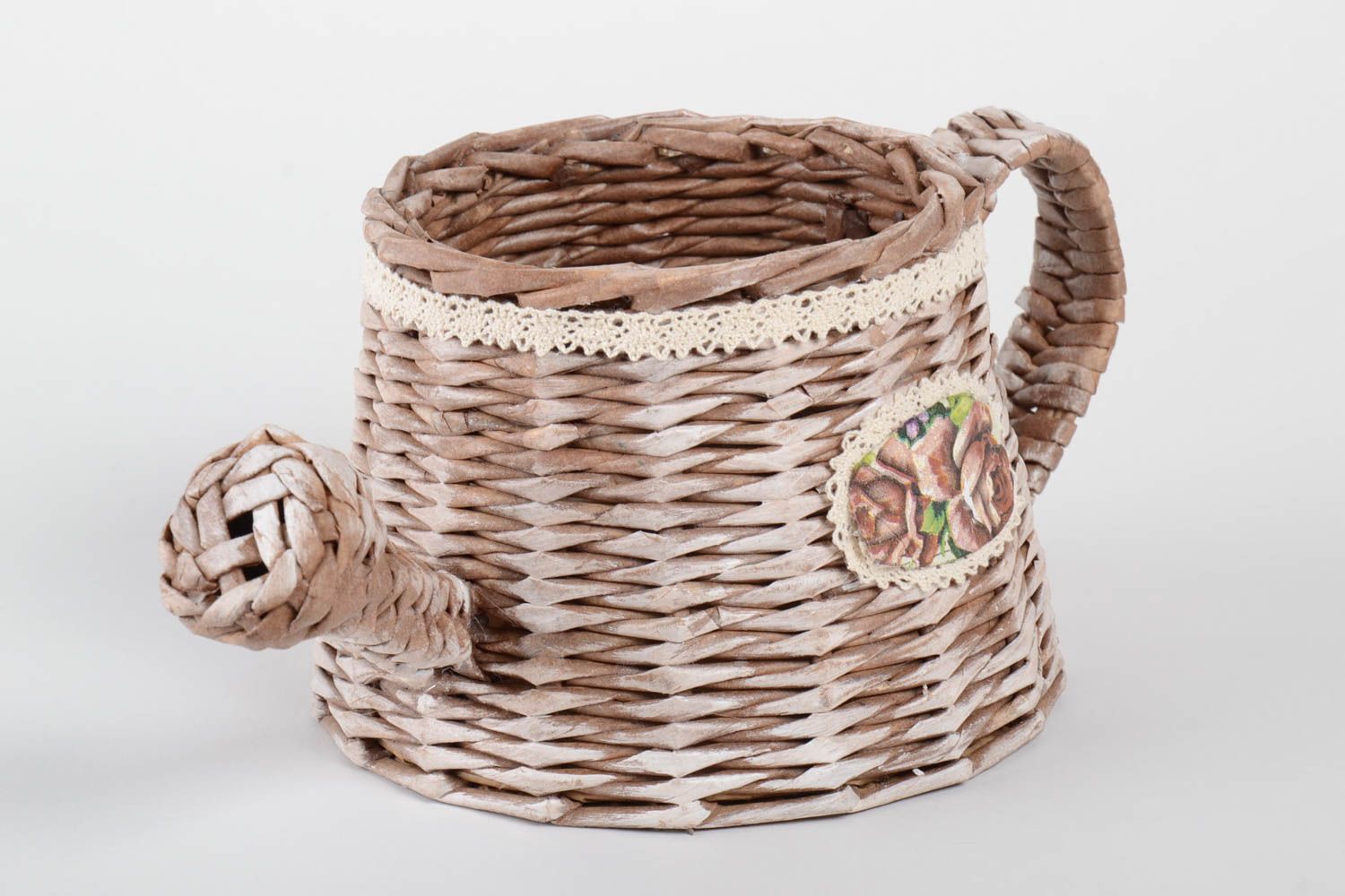 Beautiful handmade woven paper basket interior decorating unusual gift ideas photo 2
