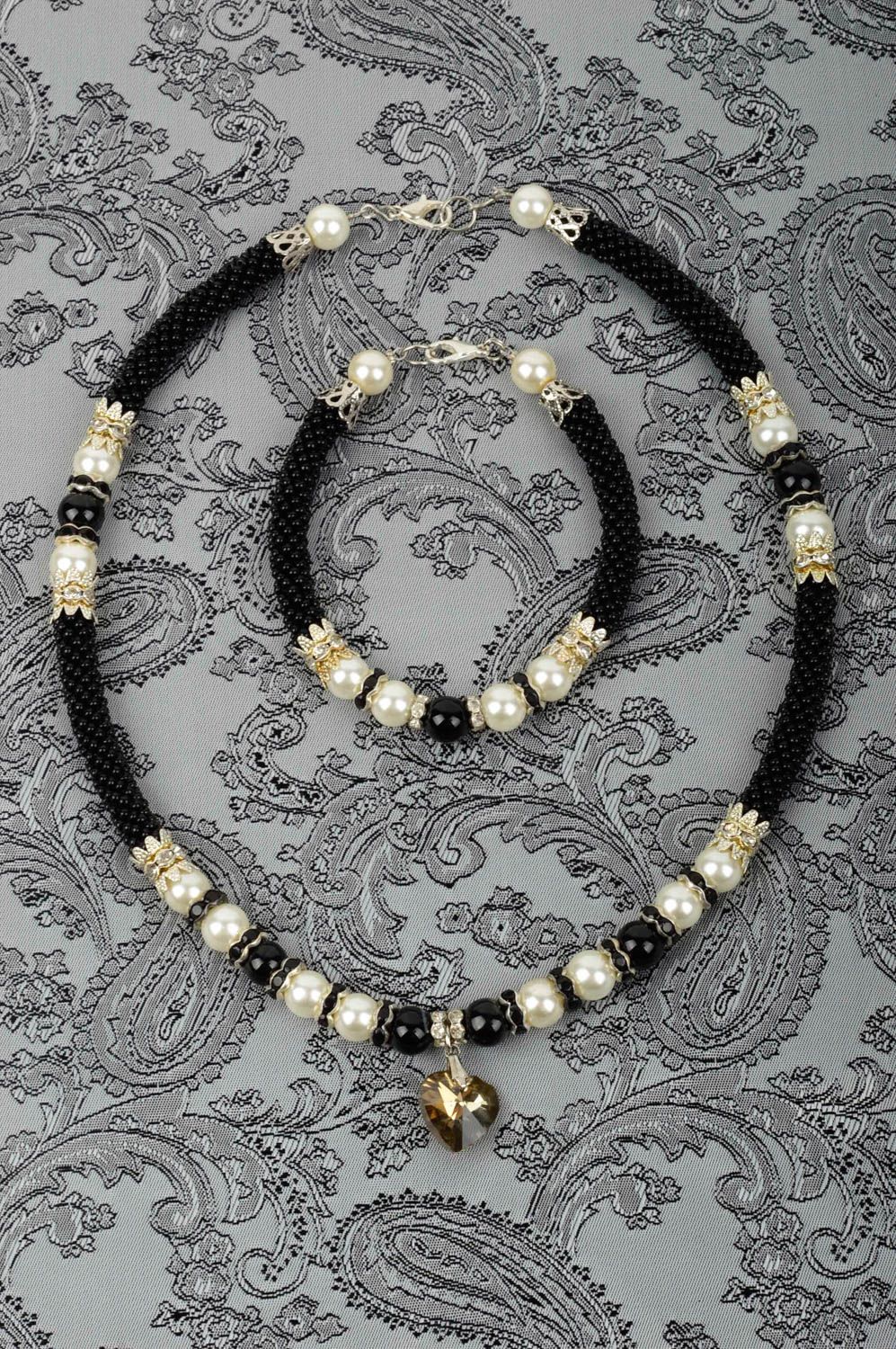 Beaded cord necklace beaded bracelet stylish evening jewelry fashion jewelry photo 1