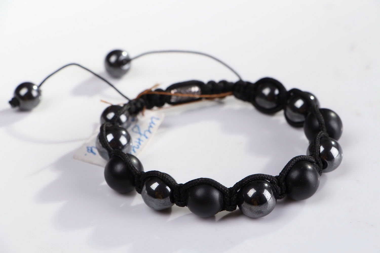 Bracelet made of hematite and shungite beads  photo 1