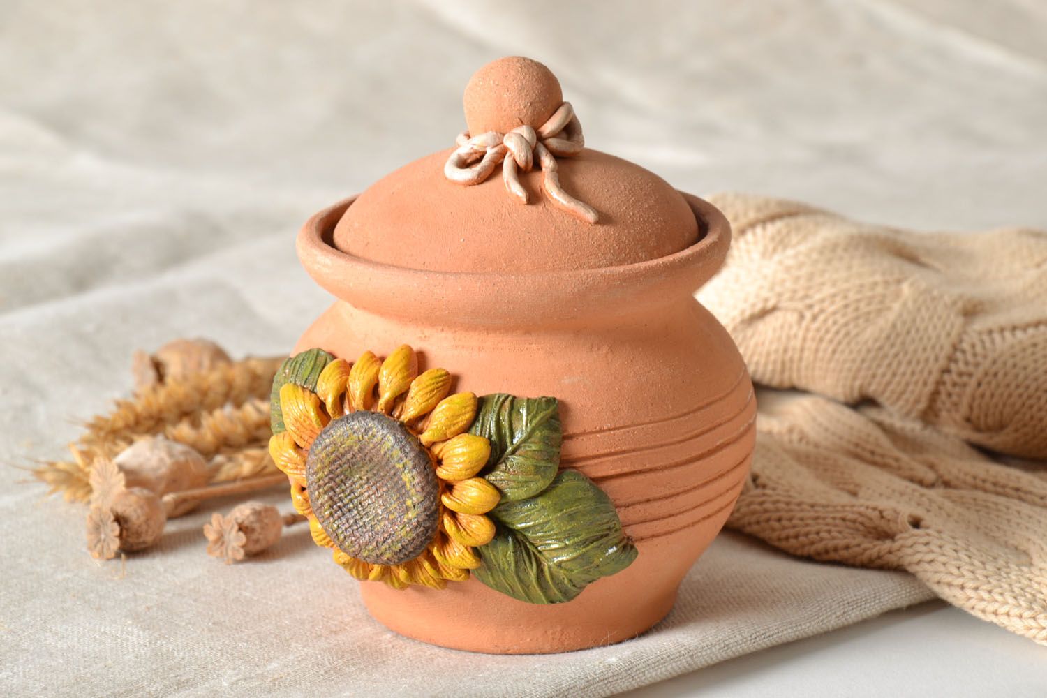 Pot de cuisine en argile fait main original soupière vaisselle avec ornement photo 1
