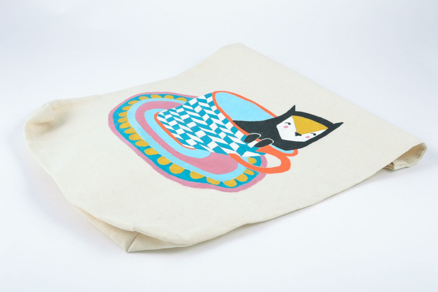 Текстильная сумка из конопляной ткани с оригинальным рисунком фото 5