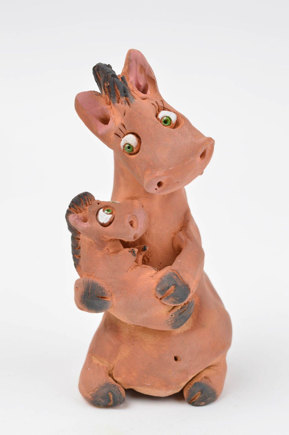 Figurine décorative Statuette animal fait main cheval en argile Cadeau original photo 2