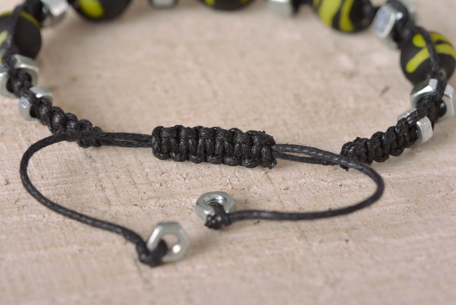 Модный браслет ручной работы с гайками плетеный браслет браслет из ниток и бусин фото 4