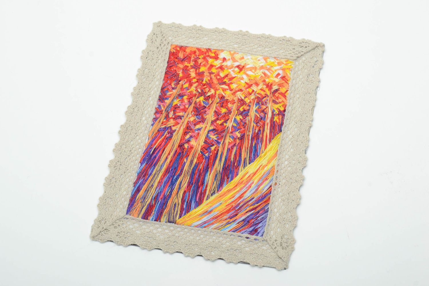 Satin stitch embroidered textile fridge magnet-picture photo 2