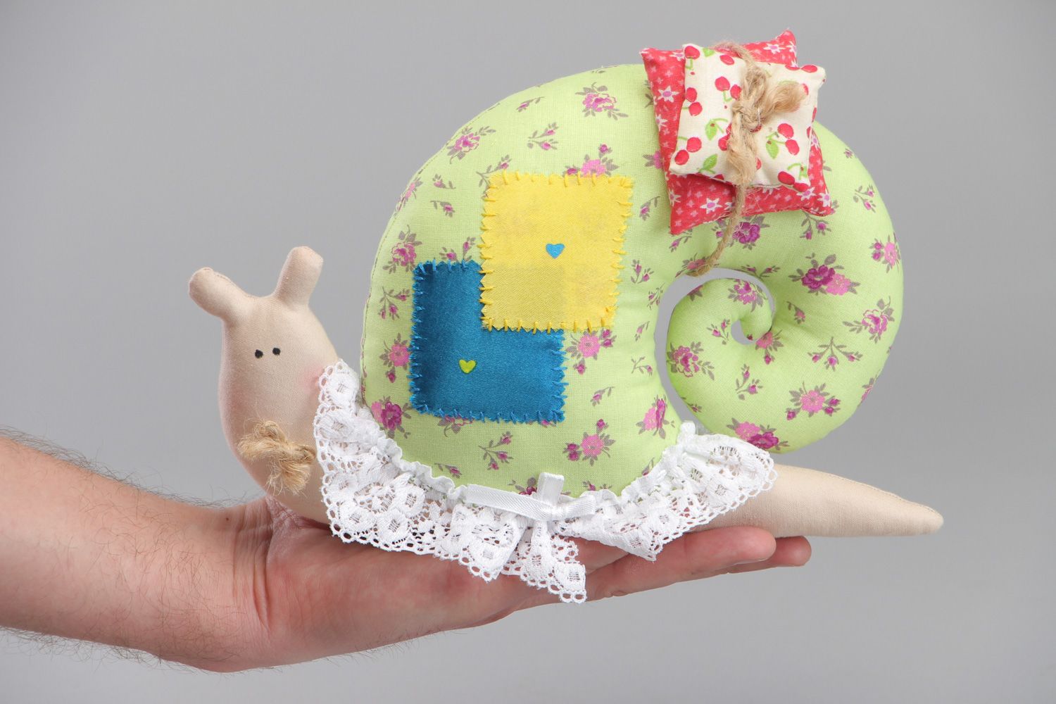 Handmade fabric soft toy for children Snail photo 4