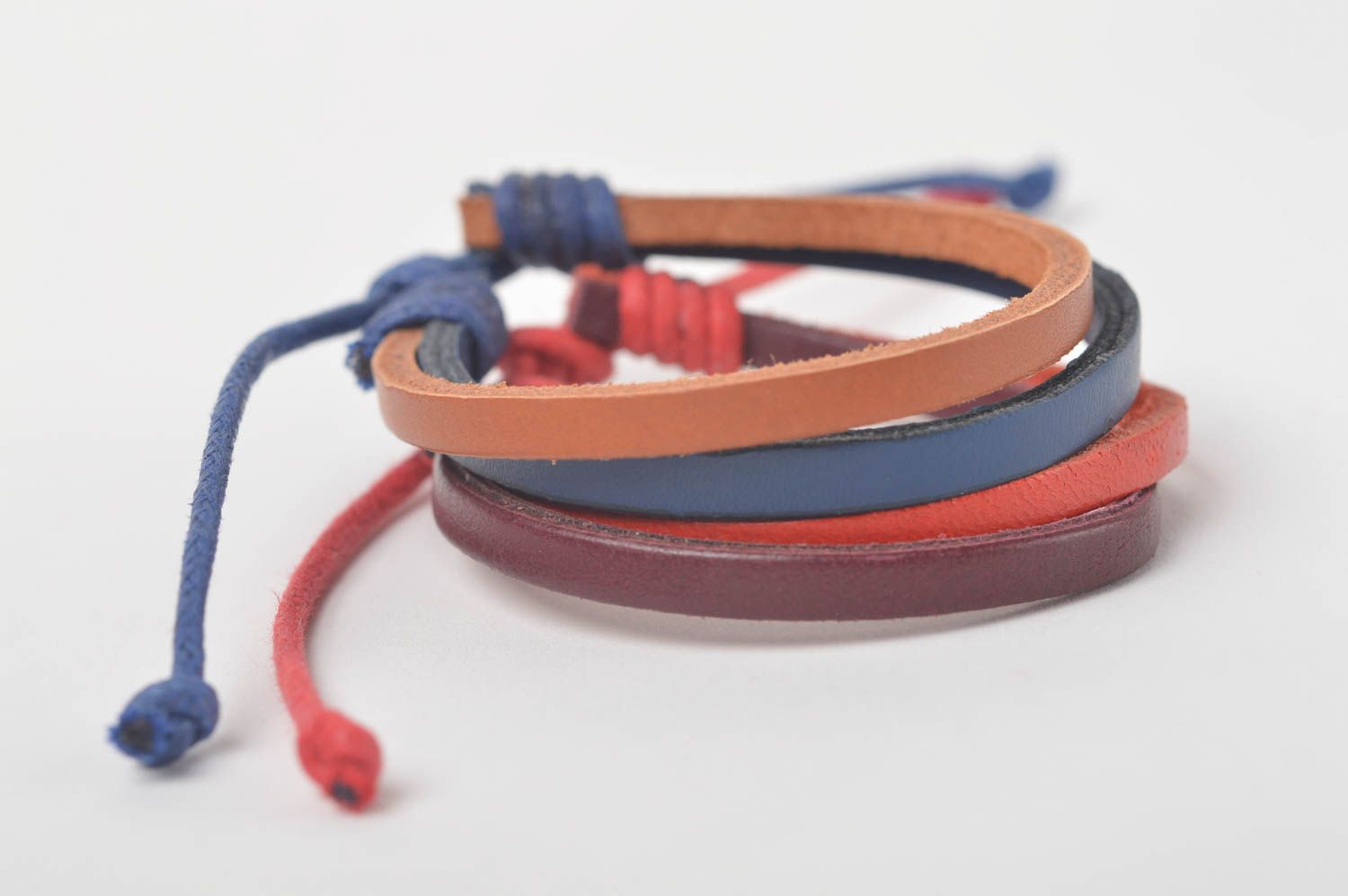 Unusual handmade leather bracelets 2 pieces wrist bracelet designs cool jewelry photo 5