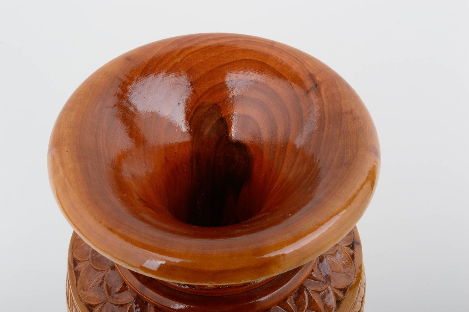 Deko Vase Tisch Deko Handmade Wohnzimmer Deko Holz Vase geschnitzt groß schön foto 3
