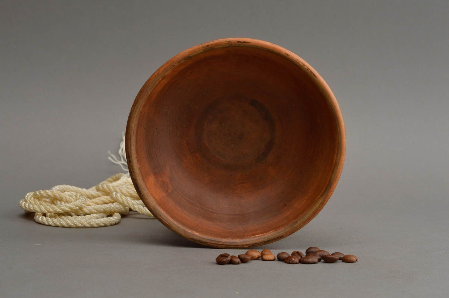 Bol en céramique brun vaisselle écologique fait main ethnique décoration photo 1