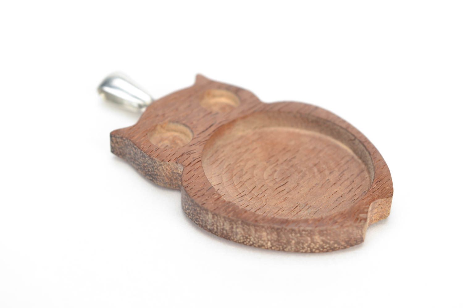 Petit pendentif en bois à décorer en forme de hibou fait main brun original photo 2