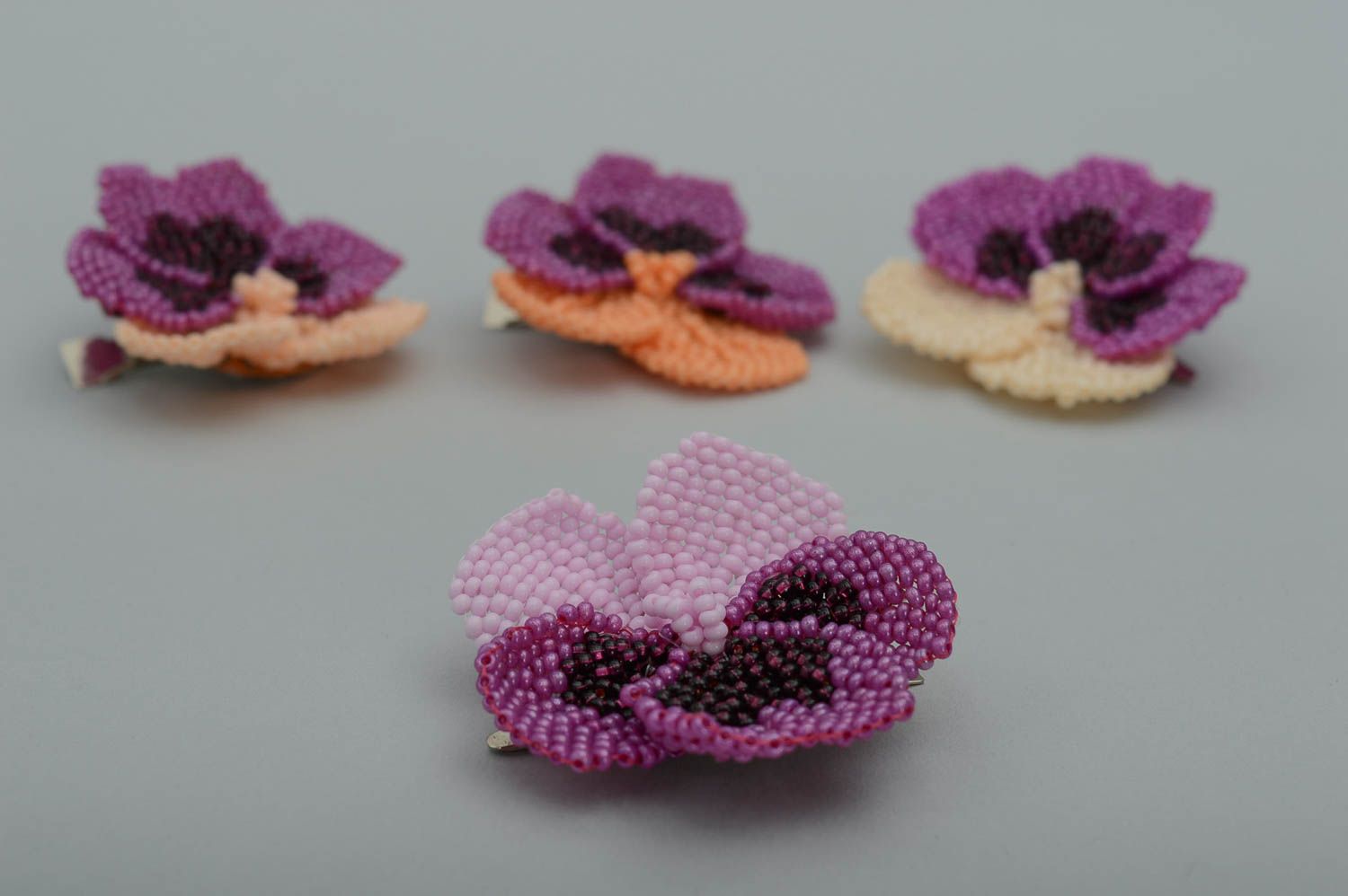 Handmade bead accessories designer barrette seed beads jewelry flower hair clip photo 4