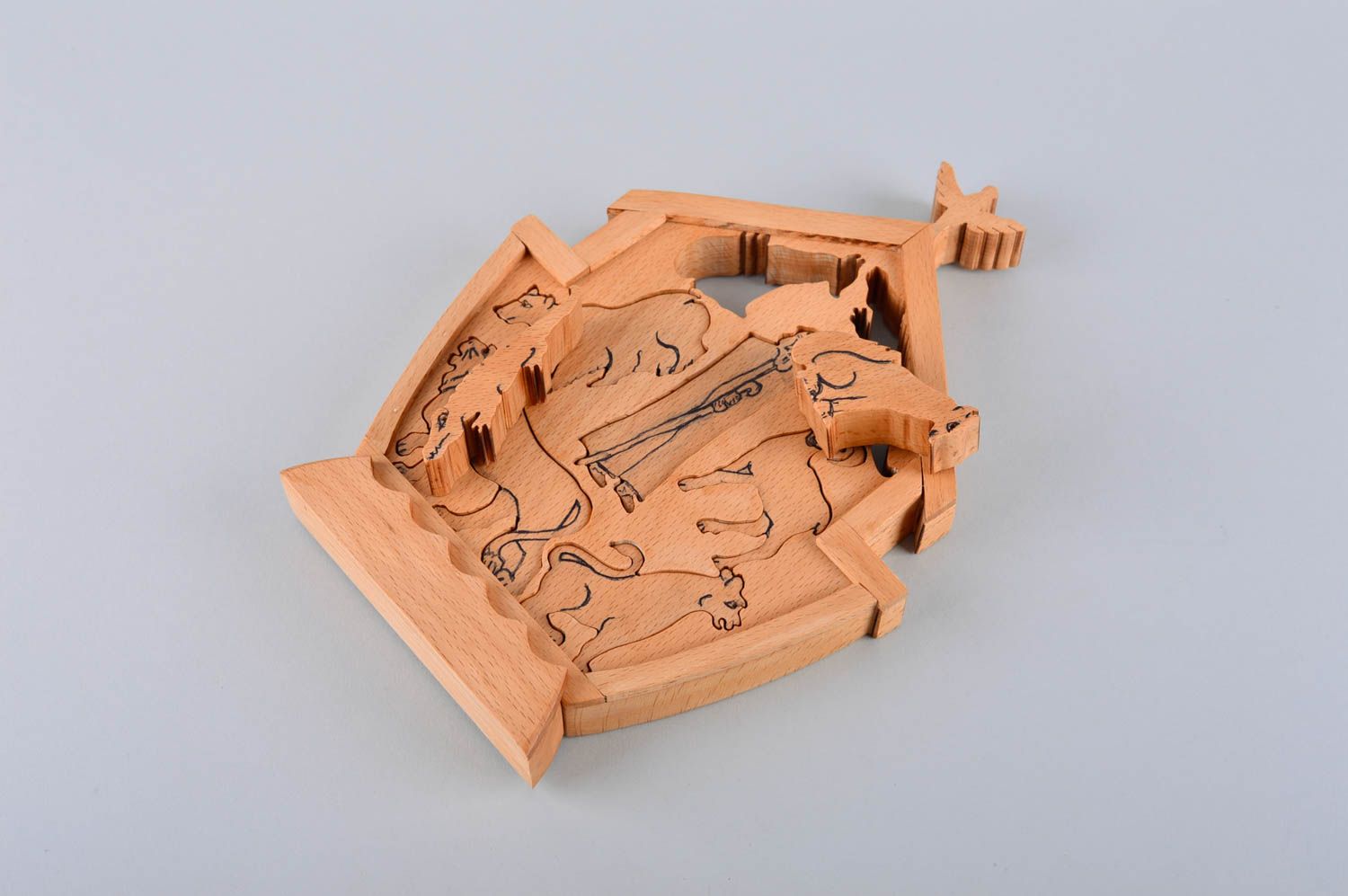 Головоломка для детей ручной работы игрушка Ноев ковчег игра для маленьких фото 5