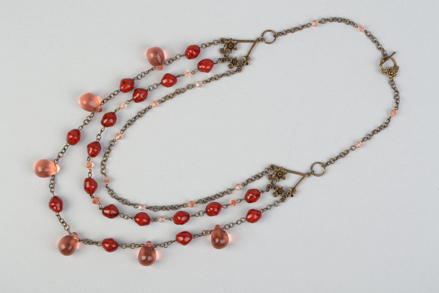 Joli collier en perles céramiques et de verre fait main style ethnique femme photo 2