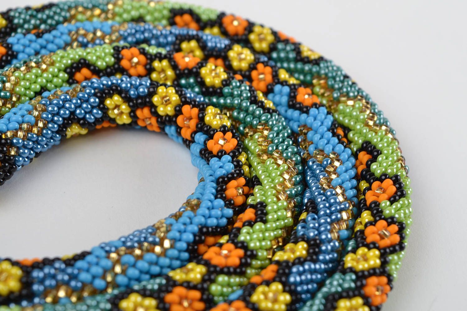 Colliers spirales Bijoux fait main au crochet Cadeau femme 2 pièces vert et bleu photo 4