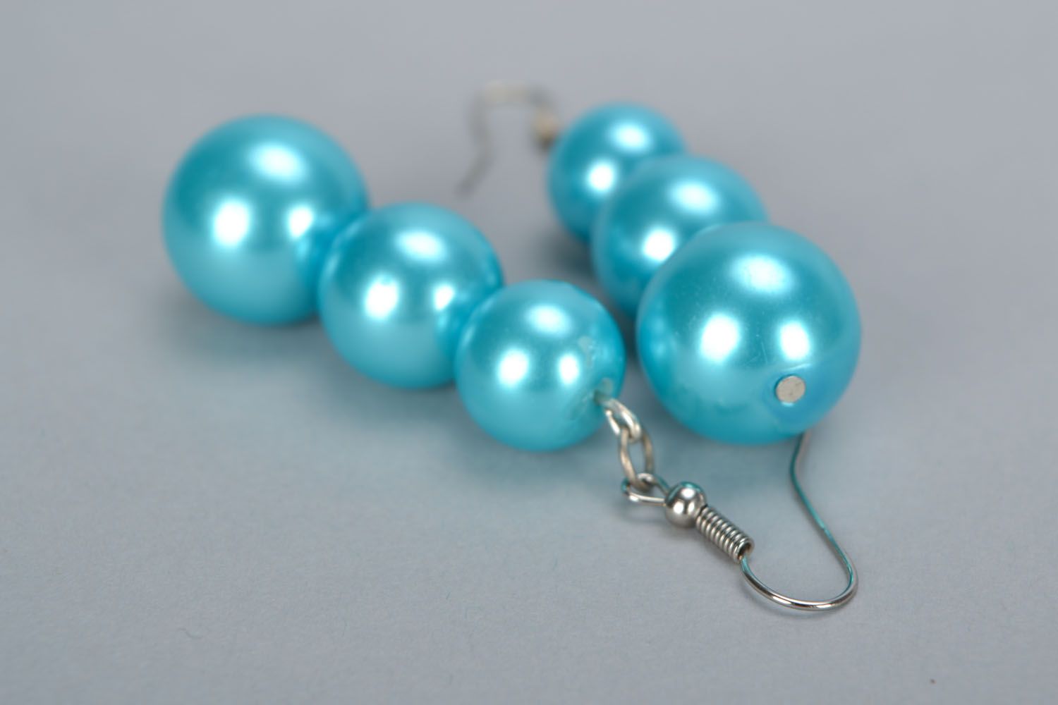 Earrings with beads Blue photo 5