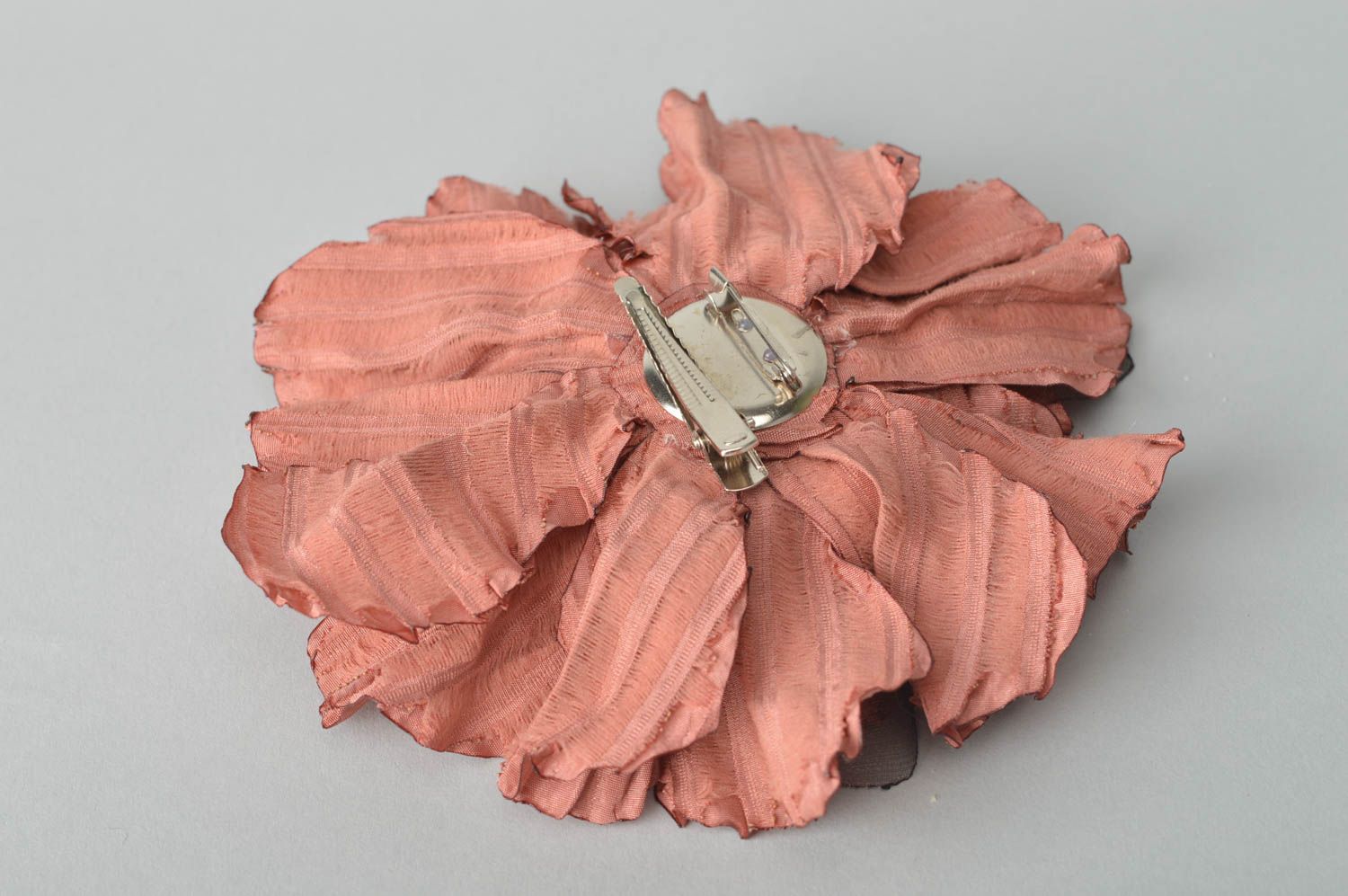 Beautiful handmade flower barrette textile brooch jewelry hair clip photo 5