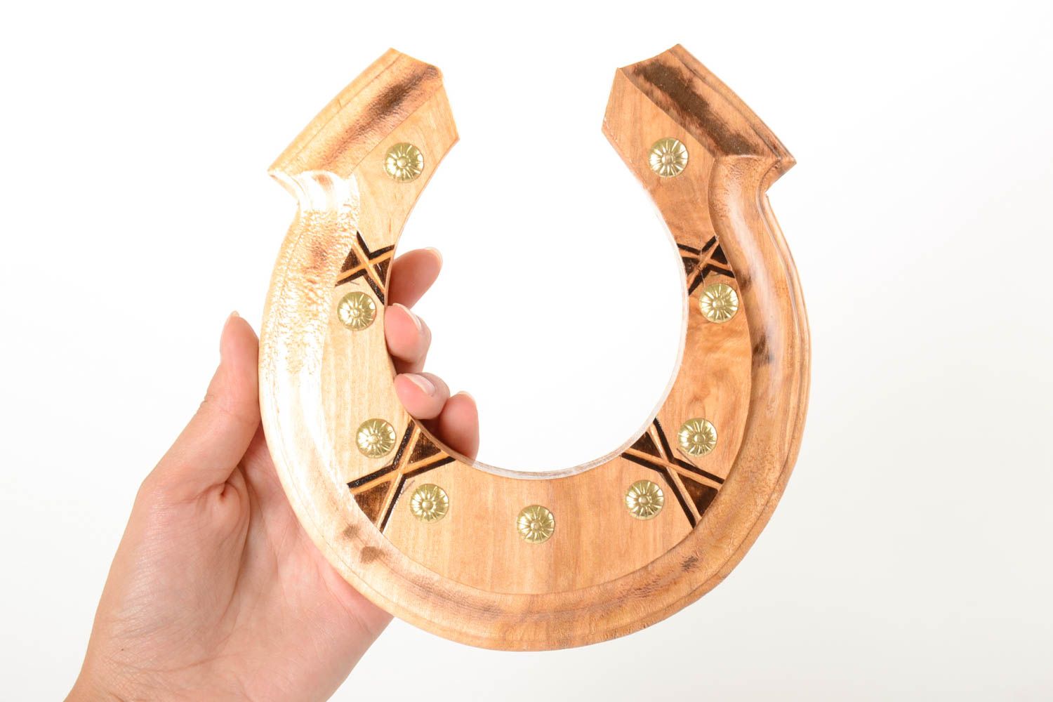 Handmade stylish wooden souvenir cute home amulet wooden horseshoe gift photo 5