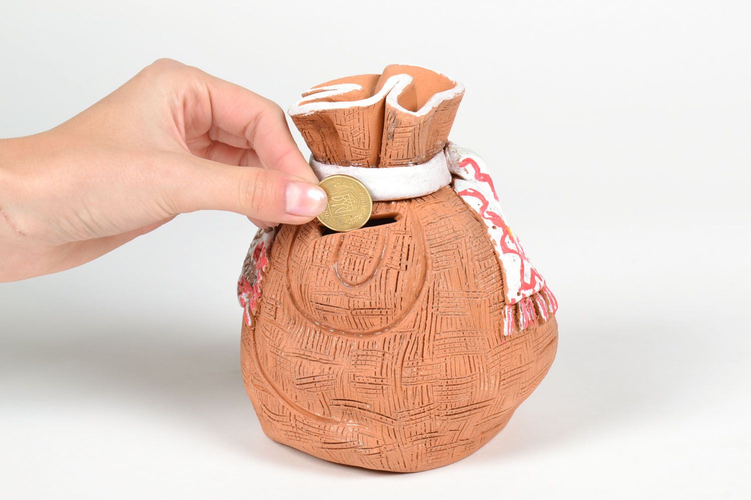 Ceramic money box in the shape of sack photo 5