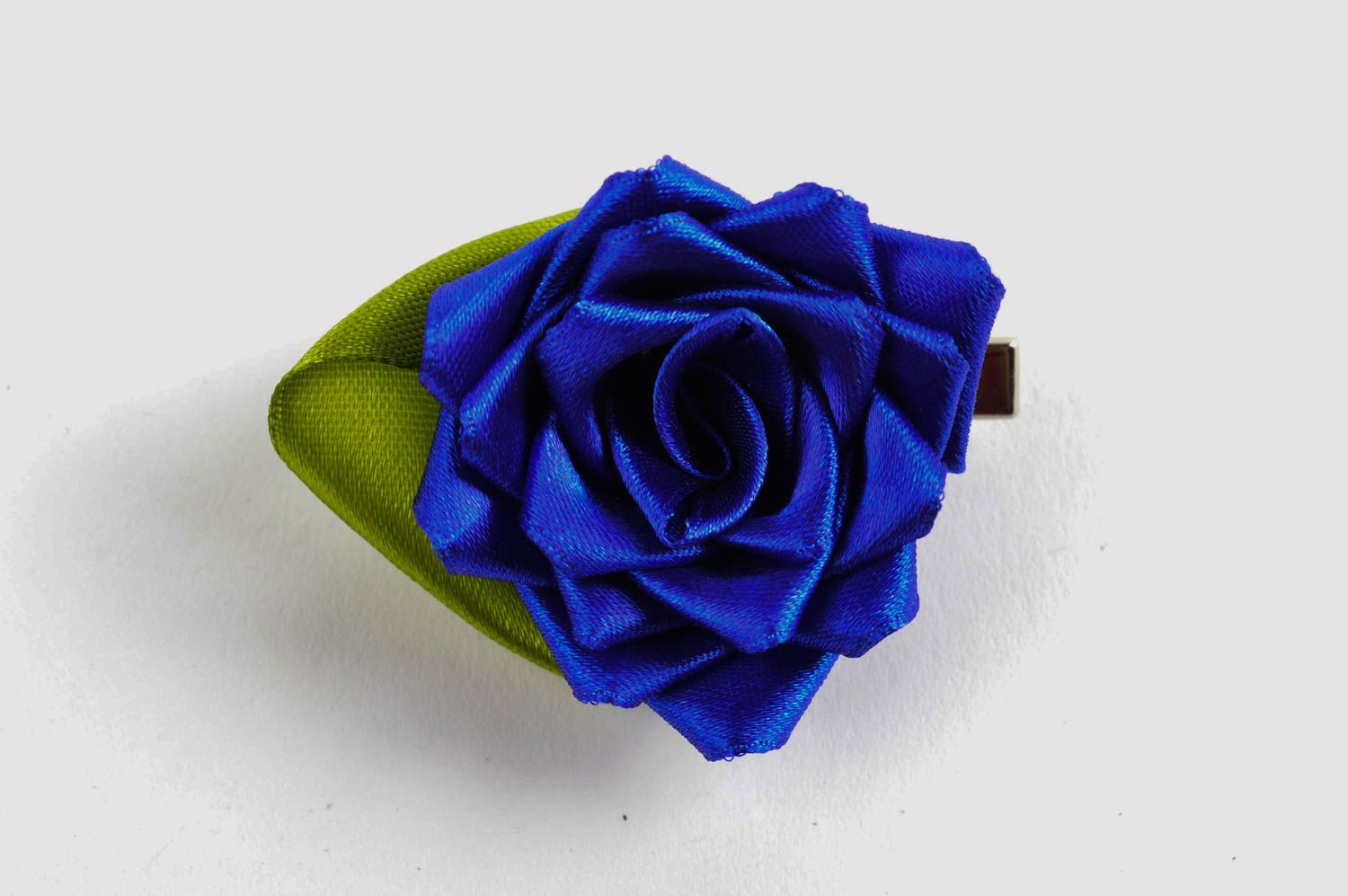 Haar Accessoire handmade Blumen Haarspange Mode Accessoire in Blau und Grün foto 4