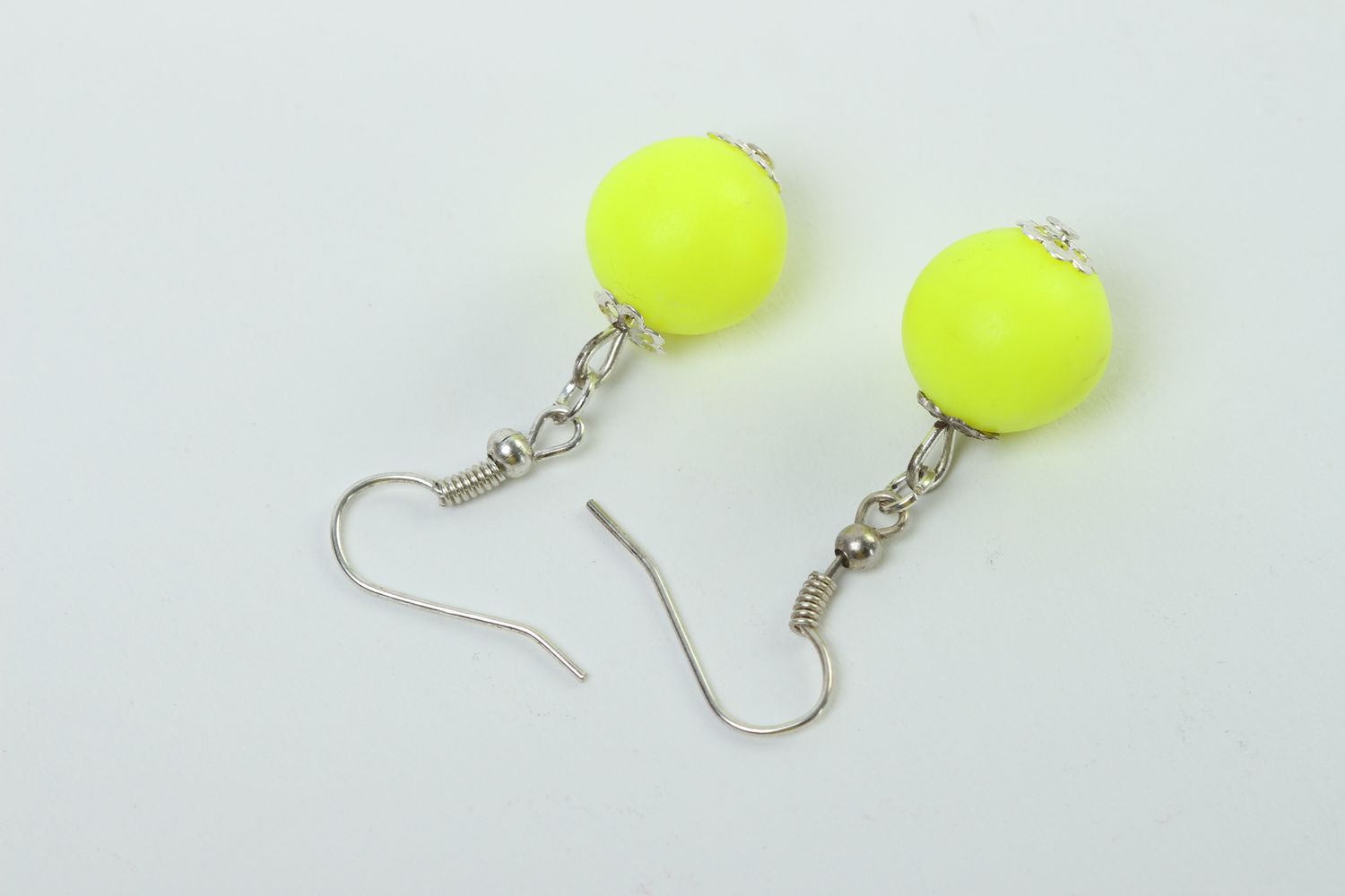Handmade designer accessory elegant yellow earrings cute dangling earrings photo 4