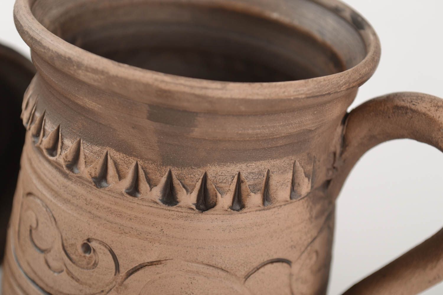 Tasses en céramique faites main poterie originale 3 pièces 25 cl ensemble photo 3