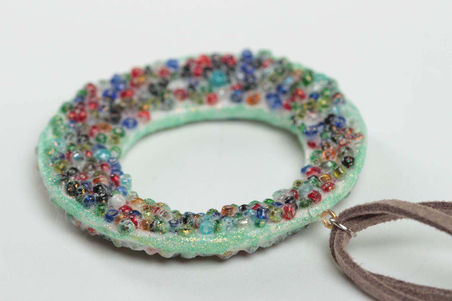 Beautiful handmade round plastic pendant designer jewelry fashion accessories photo 4