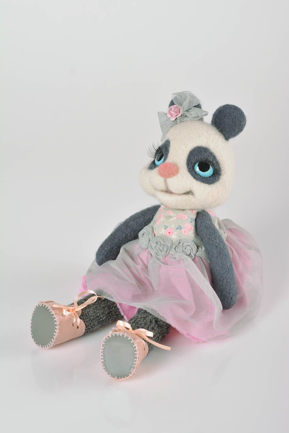 Juguete hecho a mano de lana figura decorativa panda regalo original foto 5