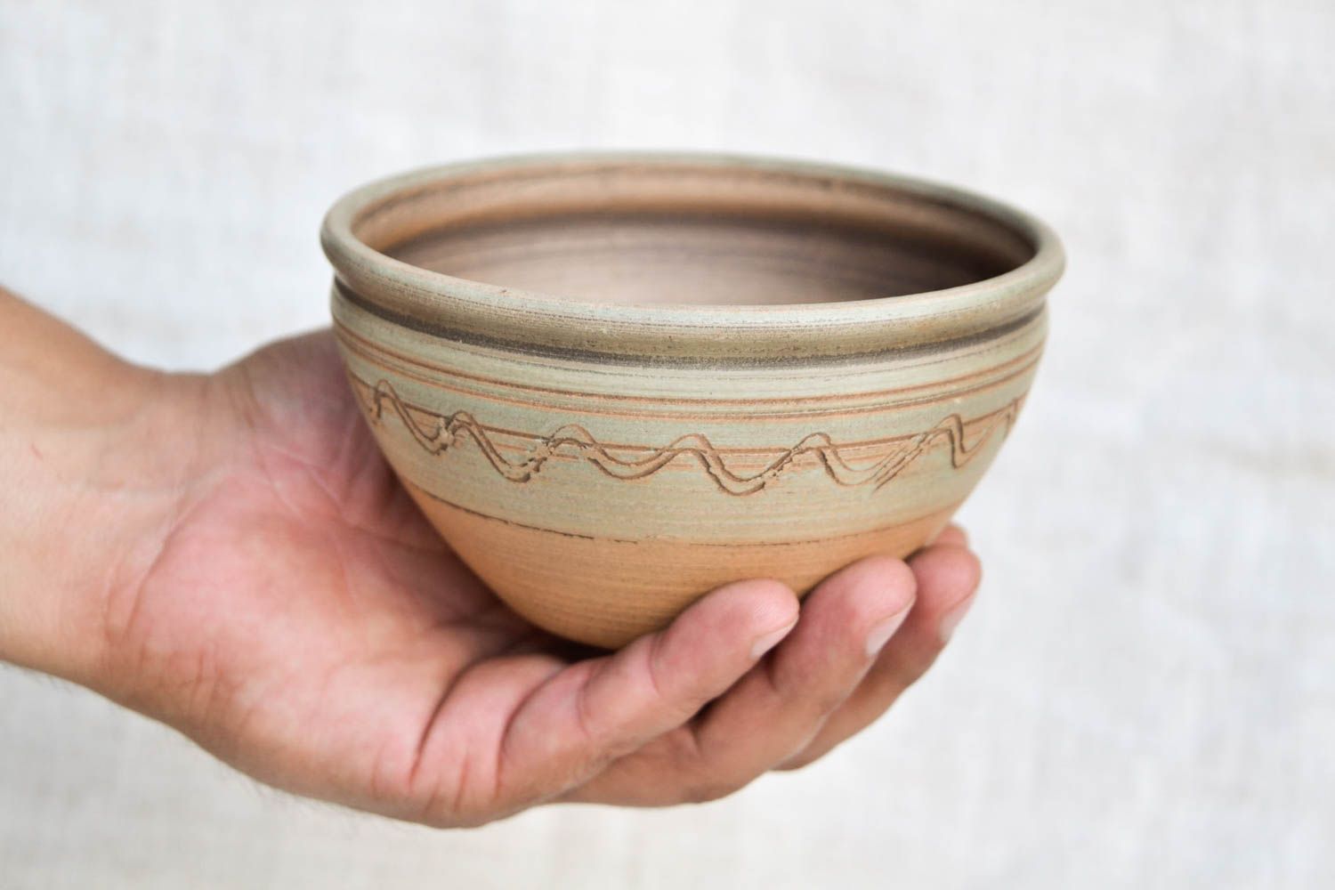 Handmade Keramik Schale Küchen Geschirr Schüssel aus Ton öko rein tief foto 2