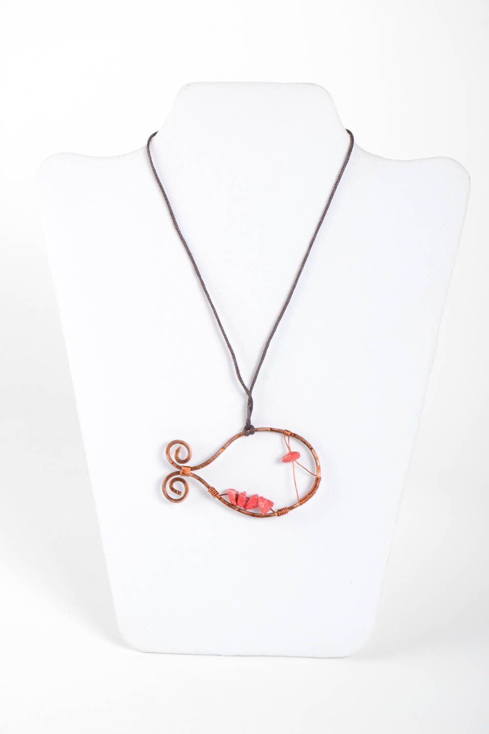 Handmade stylish pendant designer unusual accessories metal fish present photo 2