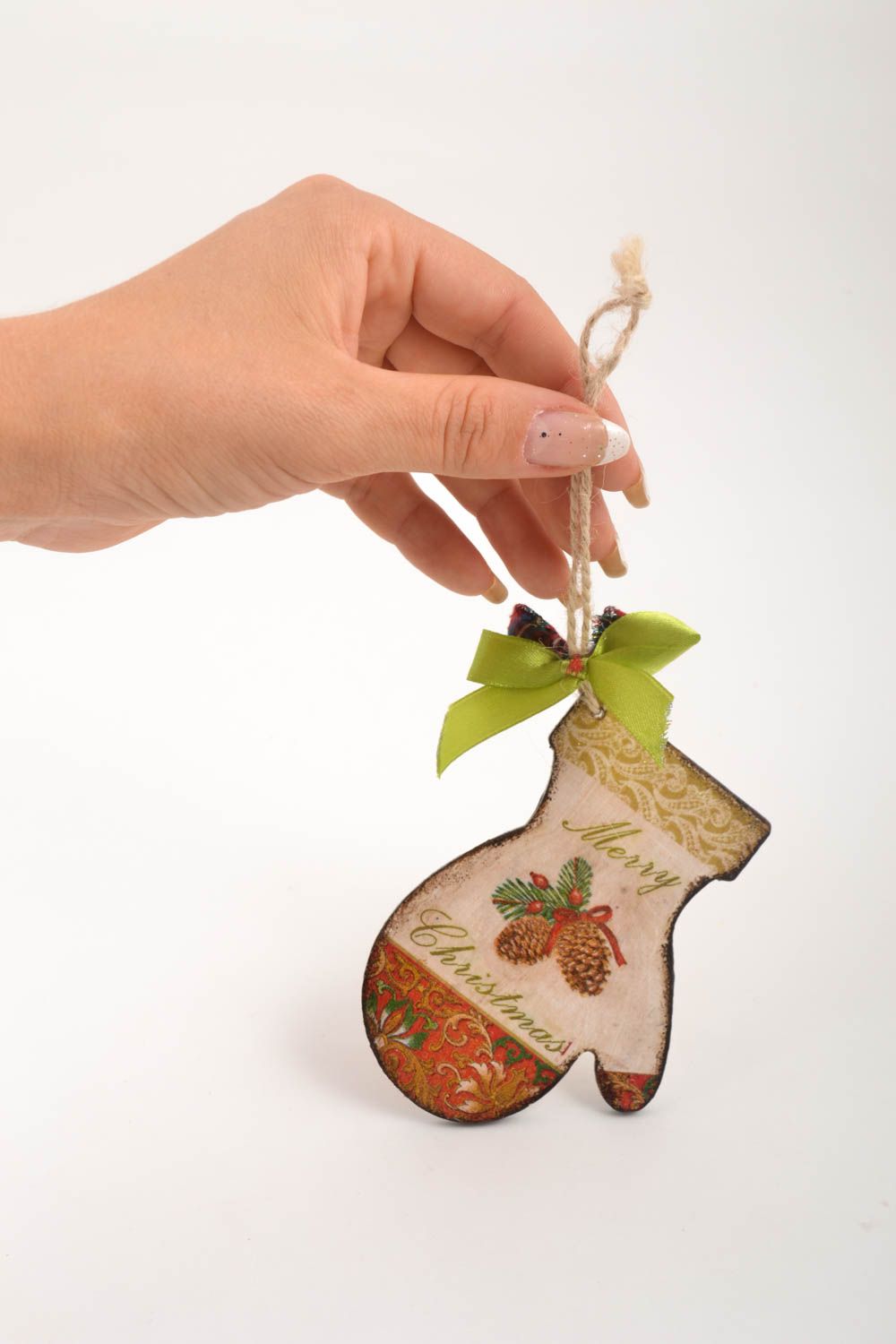 Colgante decorativo artesanal decoración navideña manopla linda regalo original foto 5