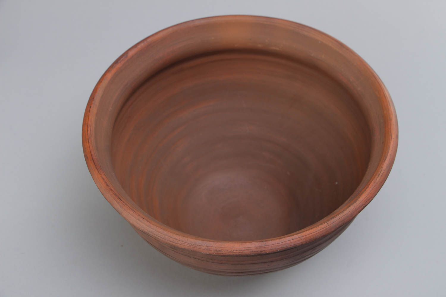 Handmade large ceramic deep bowl without lid kilned with the use of milk photo 3