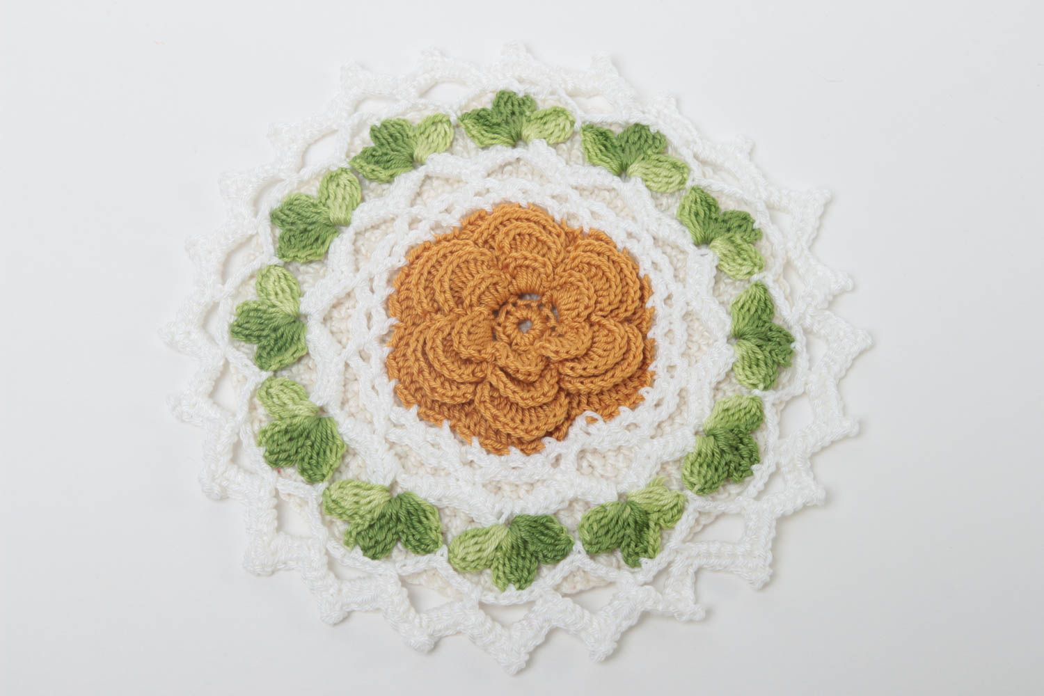 Handmade zarter Topflappen gehäkelt Küchen Textilien Haus Deko mit Blume foto 2
