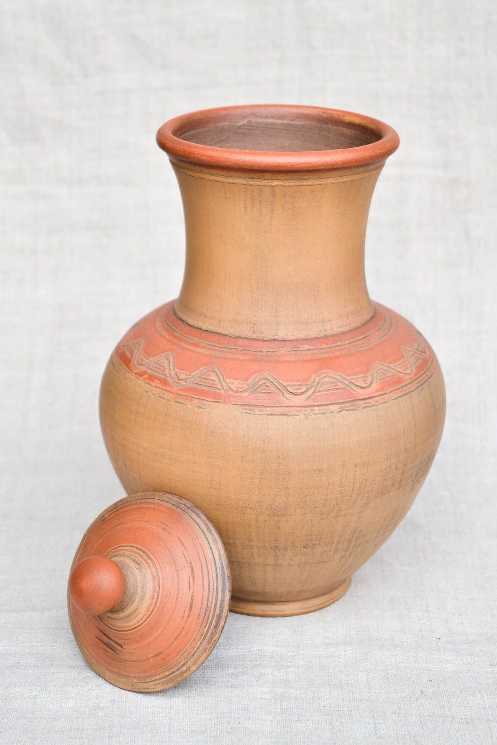 100 oz ceramic terracotta color water pitcher with lid and no handle 2 lb photo 3