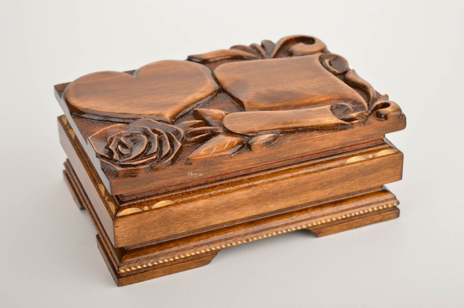 Boîte à bijoux en bois faite main rectangulaire avec rose Cadeau pour femme photo 4