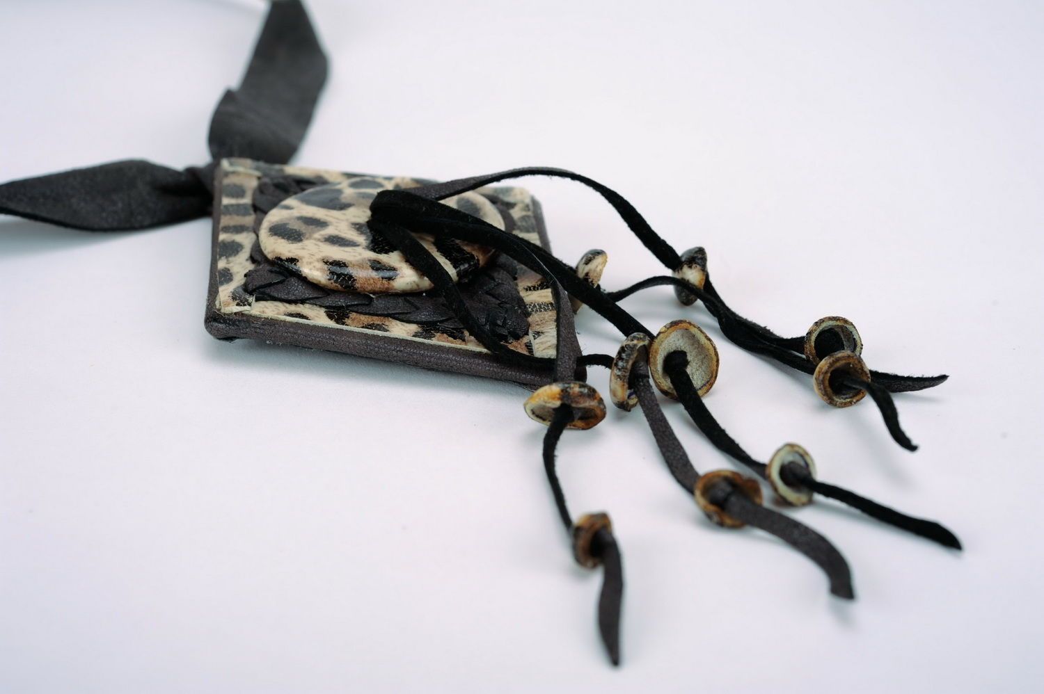 Pendant made of natural leather Leopard photo 1