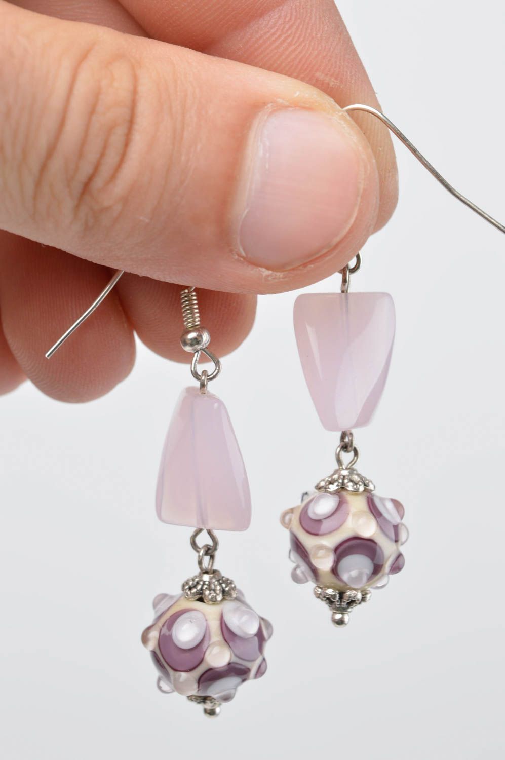 Stylish handmade glass earrings lampwork earrings design accessories for girls photo 5