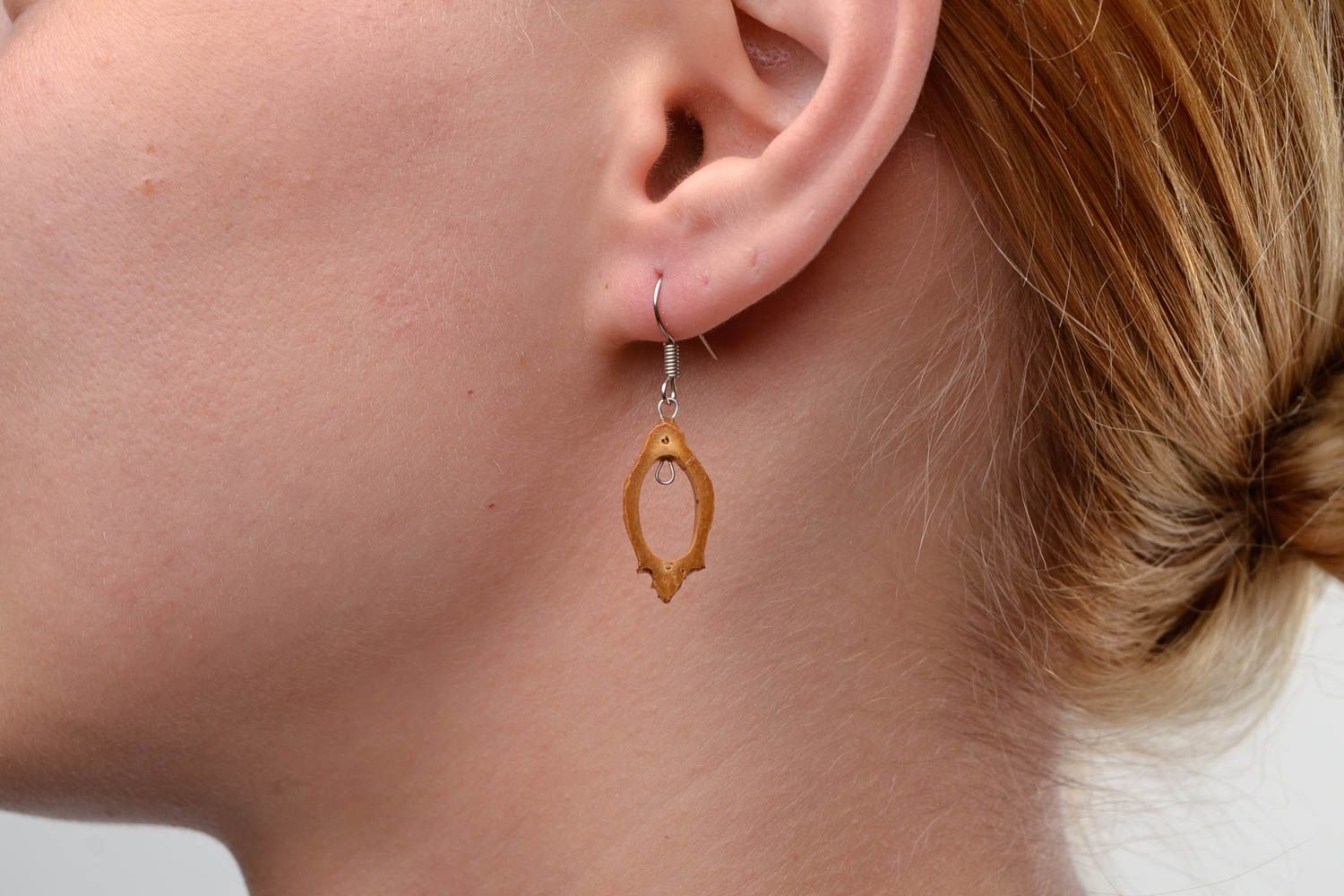 Handmade earrings wooden jewelry dangling earrings fashion accessories  photo 1